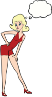 cartoon model woman posing with thought bubble png