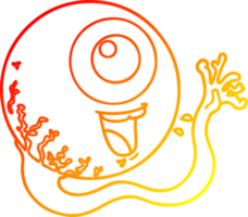 warm gradient line drawing of a cartoon eyeball laughing png