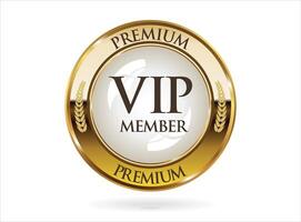 insignia de oro de membresía premium vip sobre fondo blanco vector