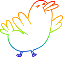 rainbow gradient line drawing of a cartoon blackbird png