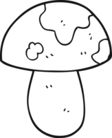 hand drawn black and white cartoon toadstool png