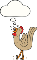 cartoon crowing cockerel with thought bubble png