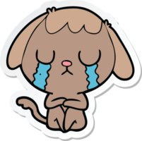 sticker of a cute cartoon dog crying png