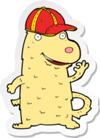 sticker of a cartoon dog wearing cap png