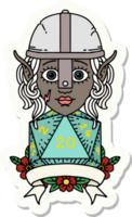 sticker van een elf vechter met natuurlijk 20 Dobbelsteen rollen png