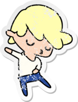 hand drawn distressed sticker cartoon of kawaii cute boy png