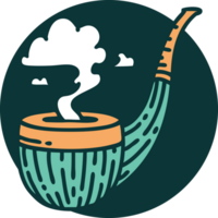 iconic tattoo style image of a smokers pipe png