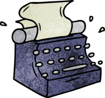 hand drawn textured cartoon doodle of old school typewriter png