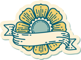 sticker of tattoo in traditional style of a flower and banner png