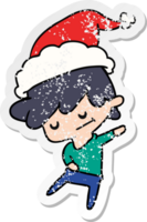 mano dibujado Navidad afligido pegatina dibujos animados de kawaii chico png