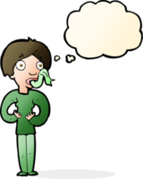 cartone animato donna attaccare su lingua con pensato bolla png