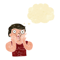 cartoon shocked gym man with thought bubble png