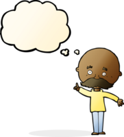 cartoon bald man with idea with thought bubble png