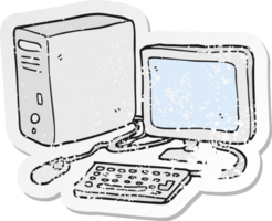 retro distressed sticker of a cartoon computer png