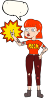 hand drawn speech bubble cartoon rock girl png