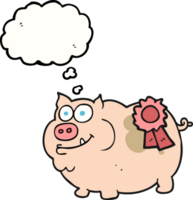 hand drawn thought bubble cartoon prize winning pig png