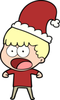 cartoon shocked man in xmas hat png