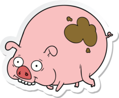 sticker of a cartoon muddy pig png