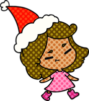 hand drawn christmas cartoon of kawaii girl png