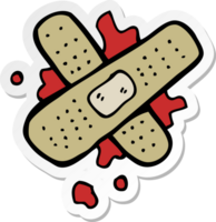 sticker of a cartoon bloody medical plaster png