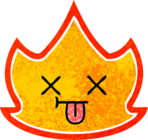 retro illustration style cartoon of a fire png