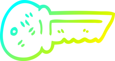 cold gradient line drawing of a cartoon metal key png