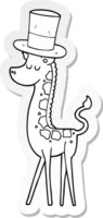 Aufkleber einer Cartoon-Giraffe im Zylinder png