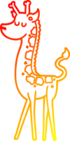 warm gradient line drawing of a cartoon giraffe png