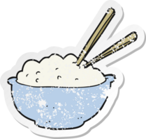 retro distressed sticker of a cartoon bowl of rice png