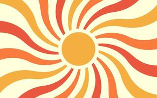 Retro abstract background with sun beam and rainbow rays. Sunburst backdrop. Illustration in the style of the 60s, 70s. vector