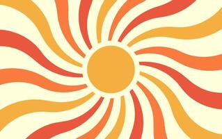 Retro abstract background with sun beam and rainbow rays. Sunburst backdrop. Illustration in the style of the 60s, 70s. vector