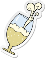 sticker of a cartoon beer in glass png