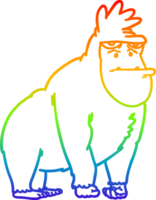 rainbow gradient line drawing of a cartoon gorilla png