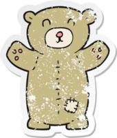 retro distressed sticker of a cartoon teddy bear png