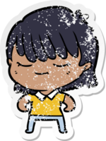 distressed sticker of a cartoon woman png