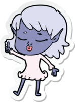 sticker of a pretty cartoon elf girl with question png