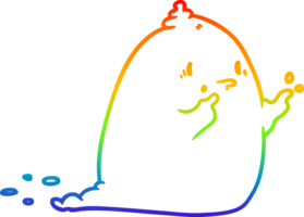 rainbow gradient line drawing of a spooky ghost png