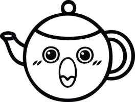 line drawing cartoon of a tea pot png