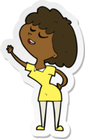 sticker of a cartoon happy woman about to speak png