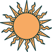 iconic tattoo style image of a sun png