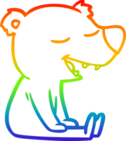 rainbow gradient line drawing of a cartoon bear png