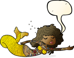 cartoon mermaid covered in tattoos with speech bubble png