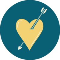 image emblématique de style tatouage d'une flèche et d'un coeur png