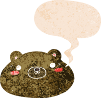 desenho animado Urso com discurso bolha dentro grunge angustiado retro texturizado estilo png