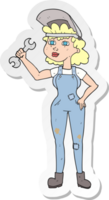 sticker of a cartoon woman with spanner png