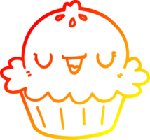 warm gradient line drawing of a cute cartoon pie png