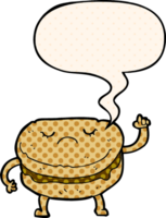 cartoon biscuit with speech bubble in comic book style png