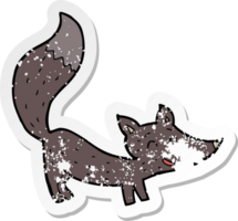 retro distressed sticker of a cartoon little wolf cub png