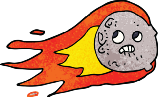 Cartoon-Doodle flammender Asteroid png