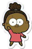 sticker of a cartoon happy old woman png